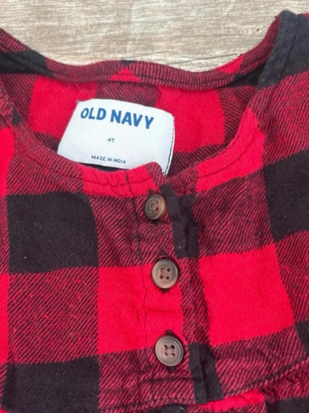 Old Navy Red and Black Buffalo Plaid Long Sleeve Kids Top